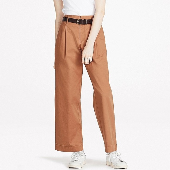 uniqlo high waist chino wide leg pants